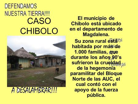 CASO CHIBOLO El municipio de Chibolo está ubicado en el departamento de Magdalena. Su zona rural está habitada por más de 1.000 familias, que durante los.