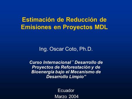 Estimación de Reducción de Emisiones en Proyectos MDL