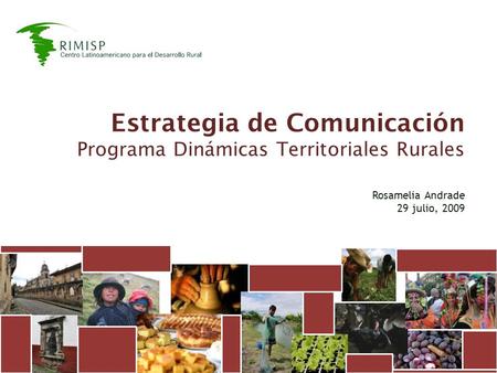Estrategia de Comunicación Programa Dinámicas Territoriales Rurales Rosamelia Andrade 29 julio, 2009.
