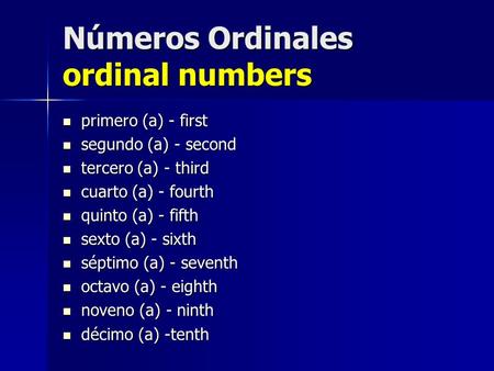 Números Ordinales ordinal numbers