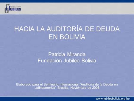 HACIA LA AUDITORÍA DE DEUDA EN BOLIVIA