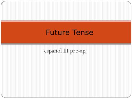 Español III pre-ap Future Tense. Do you remember the simple future? Ir + a + infinitive Yo voy a estudiar. Vas a bailar. Vamos a jugar.