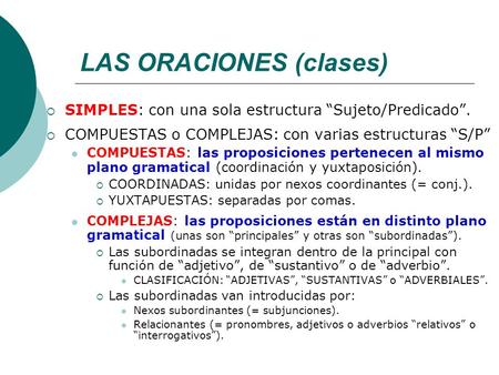 LAS ORACIONES (clases)