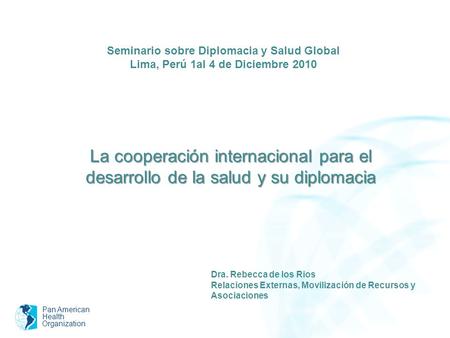 Seminario sobre Diplomacia y Salud Global