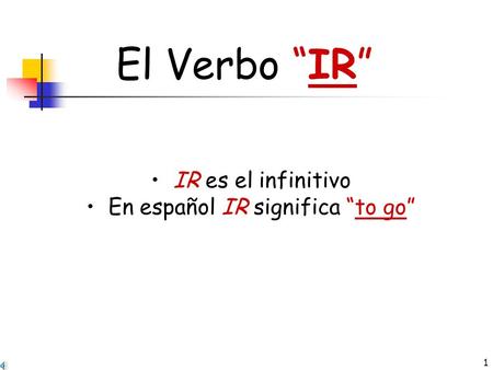 En español IR significa “to go”