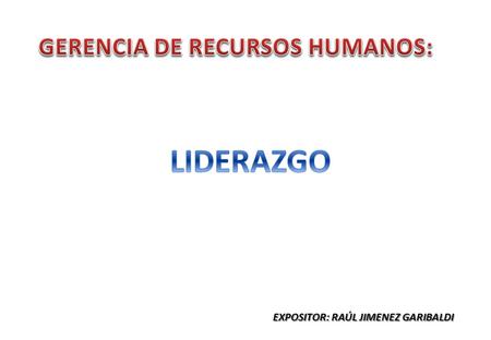 GERENCIA DE RECURSOS HUMANOS: