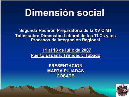 Dimensión social Segunda Reunión Preparatoria de la XV CIMT