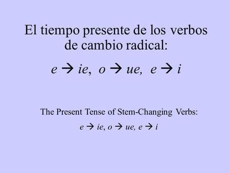 El tiempo presente de los verbos de cambio radical: