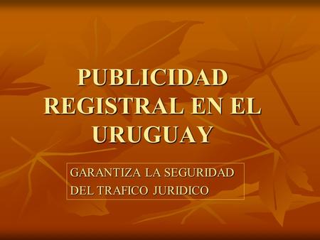 PUBLICIDAD REGISTRAL EN EL URUGUAY