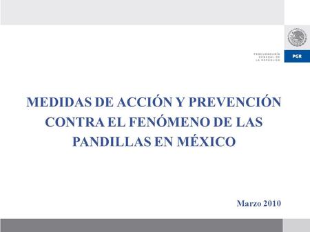 MEDIDAS DE ACCIÓN Y PREVENCIÓN CONTRA EL FENÓMENO DE LAS PANDILLAS EN MÉXICO Marzo 2010.