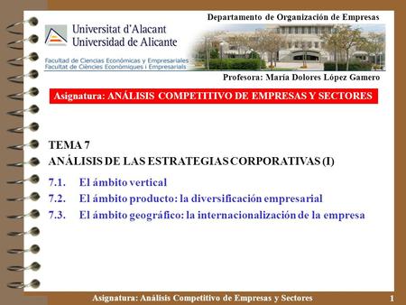 ANÁLISIS DE LAS ESTRATEGIAS CORPORATIVAS (I)