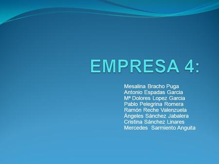 EMPRESA 4: Mesalina Bracho Puga Antonio Espadas Garcia