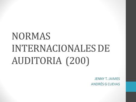 NORMAS INTERNACIONALES DE AUDITORIA (200)