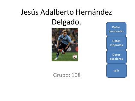 Jesús Adalberto Hernández Delgado. Grupo: 108 Datos personales Datos laborales Datos escolares salir.