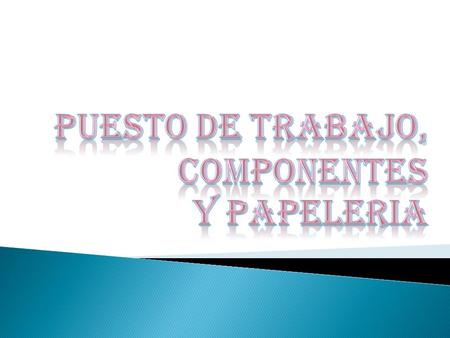 PUESTO DE TRABAJO, COMPONENTES Y PAPELERIA