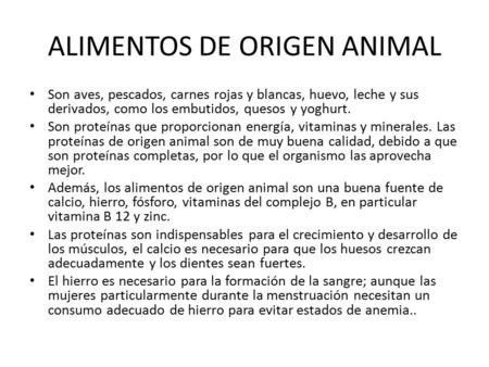 ALIMENTOS DE ORIGEN ANIMAL