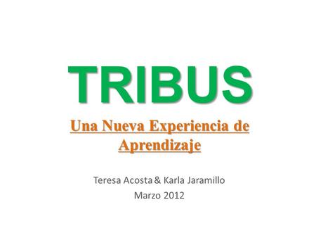 TRIBUS Teresa Acosta & Karla Jaramillo Marzo 2012 Una Nueva Experiencia de Aprendizaje.