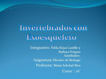 Integrantes: Pabla Rojas Castillo y Barbara Vergara Santibáñez. Asignatura: Electivo de Biología Profesora : María Soledad Ríos Curso : 3ºC.