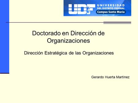 Dirección Estratégica de las Organizaciones Doctorado en Dirección de Organizaciones Gerardo Huerta Martínez.