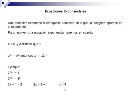 Ecuaciones Exponenciales