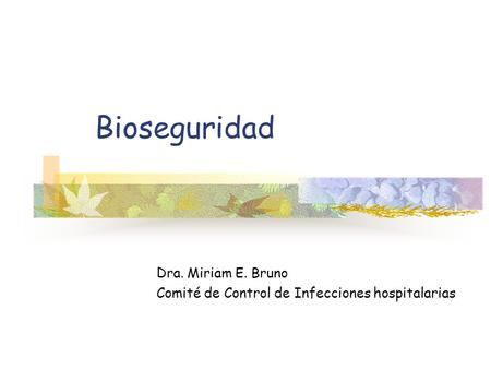 Dra. Miriam E. Bruno Comité de Control de Infecciones hospitalarias