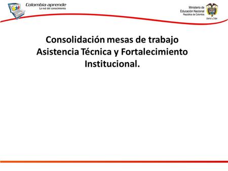 Consolidación mesas de trabajo Asistencia Técnica y Fortalecimiento Institucional.