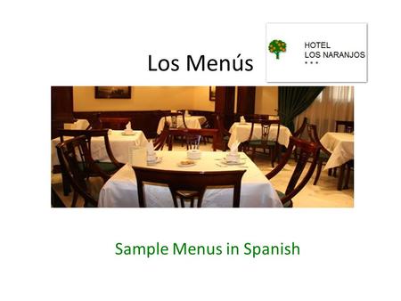Sample Menus in Spanish
