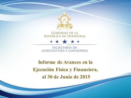 Informe de Avances en la Ejecución Física y Financiera, al 30 de Junio de 2015.