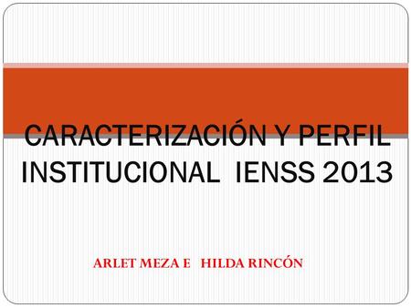 ARLET MEZA E HILDA RINCÓN CARACTERIZACIÓN Y PERFIL INSTITUCIONAL IENSS 2013.