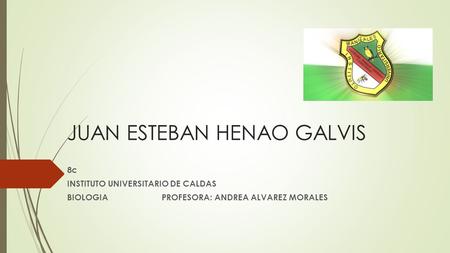 JUAN ESTEBAN HENAO GALVIS 8c INSTITUTO UNIVERSITARIO DE CALDAS BIOLOGIA PROFESORA: ANDREA ALVAREZ MORALES.