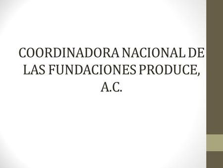 COORDINADORA NACIONAL DE LAS FUNDACIONES PRODUCE, A.C.