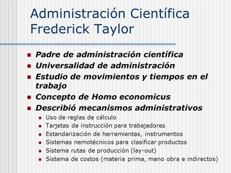 Administración Científica Frederick Taylor