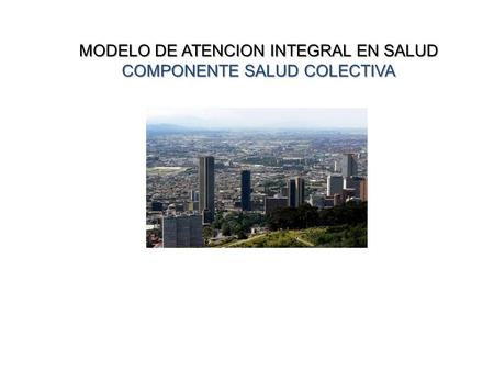 MODELO DE ATENCION INTEGRAL EN SALUD COMPONENTE SALUD COLECTIVA