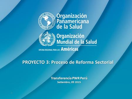 0 PROYECTO 3: Proceso de Reforma Sectorial Transferencia PWR Perú Setiembre, 09 2015.