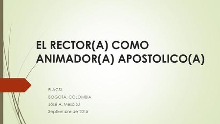 EL RECTOR(A) COMO ANIMADOR(A) APOSTOLICO(A)