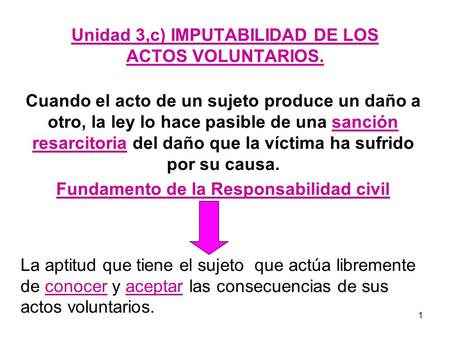 Unidad 3,c) IMPUTABILIDAD DE LOS ACTOS VOLUNTARIOS.