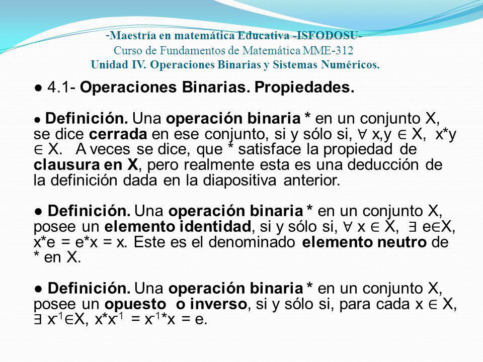 Operaciones binarias definicion