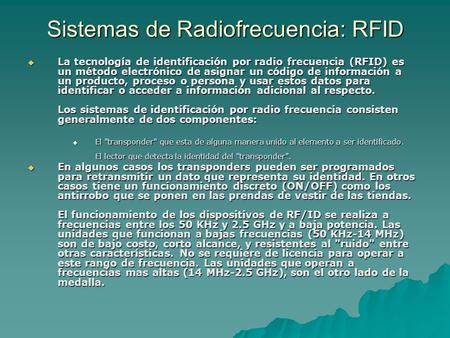 Sistemas de Radiofrecuencia: RFID