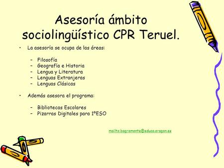 Asesoría ámbito sociolingüístico CPR Teruel.