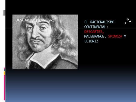 EL RACIONALISMO CONTINENTAL: DESCARTES, MALEBRANCE, SPINOZA Y LEIBNIZ