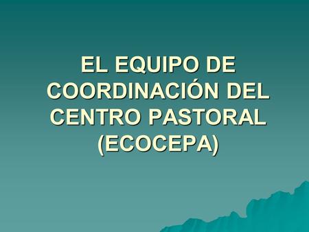 EL EQUIPO DE COORDINACIÓN DEL CENTRO PASTORAL (ECOCEPA)