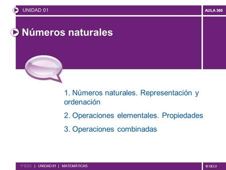 Números naturales 1. Números naturales. Representación y ordenación