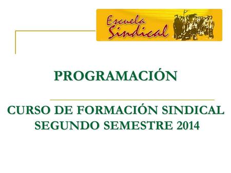 PROGRAMACIÓN CURSO DE FORMACIÓN SINDICAL SEGUNDO SEMESTRE 2014.