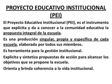 PROYECTO EDUCATIVO INSTITUCIONAL (PEI)