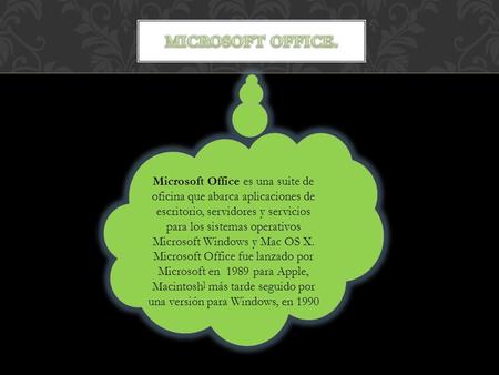 Microsoft Office es una suite de oficina que abarca aplicaciones de escritorio, servidores y servicios para los sistemas operativos Microsoft Windows y.
