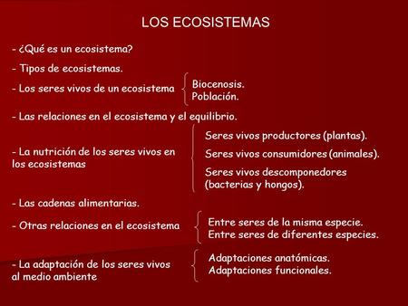 LOS ECOSISTEMAS - ¿Qué es un ecosistema? - Tipos de ecosistemas.