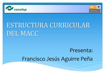 ESTRUCTURA CURRICULAR DEL MACC Presenta: Francisco Jesús Aguirre Peña.