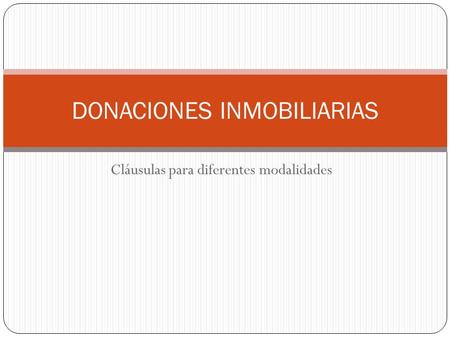 DONACIONES INMOBILIARIAS
