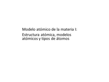 Modelo atómico de la materia I: