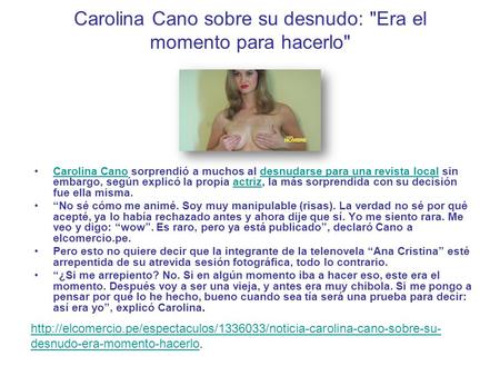 Carolina Cano sobre su desnudo: Era el momento para hacerlo